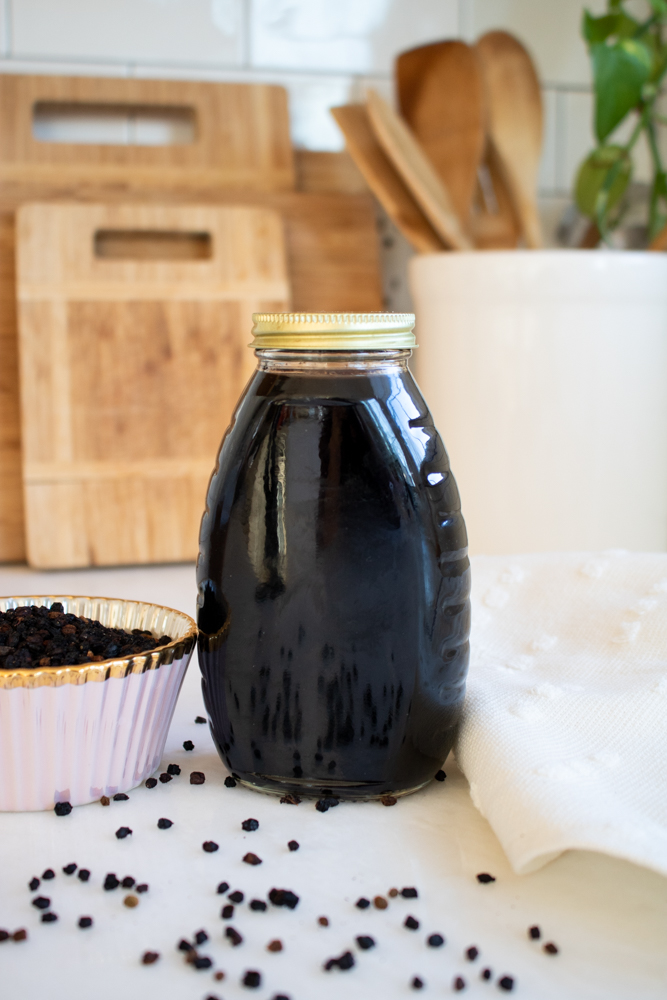 This elderberry syrup recipe is easily stored in the fridge for up to 3 months