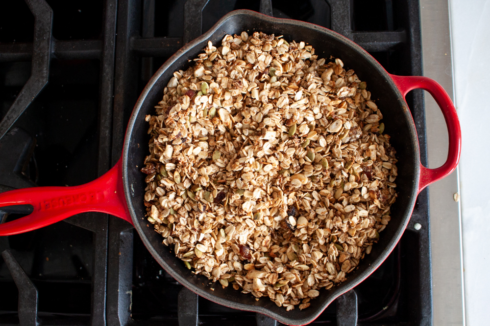 Stovetop granola is one of my best crunchy mom hacks and my kids go nuts for it. Get it?!