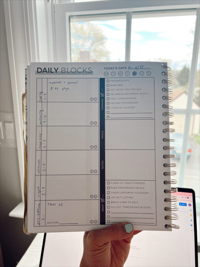 Ana's daily blocks in her productivity planner